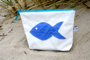 Segeltuchtasche mit blauen Fisch